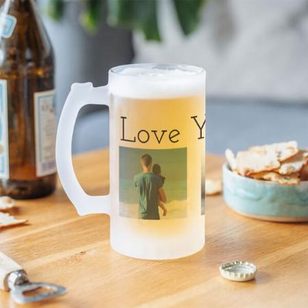 Love You Daddy Father's Day Photo Collage Design Customized Photo Printed Beer Mug