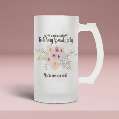 Floral Design Birthday Special  Customized Photo Printed Beer Mug
