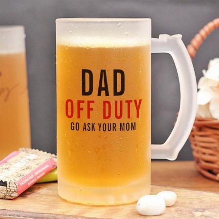 Off Duty Funny Father's Day Customized Photo Printed Beer Mug