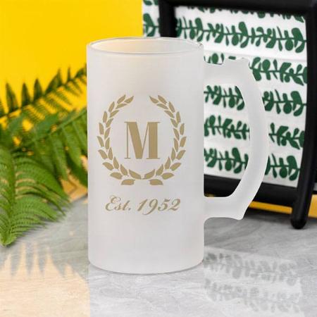Est. Birthday Monogram Gold Customized Photo Printed Beer Mug