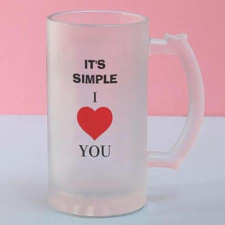 It's Simple I Love You with Heart Design Customized Photo Printed Beer Mug