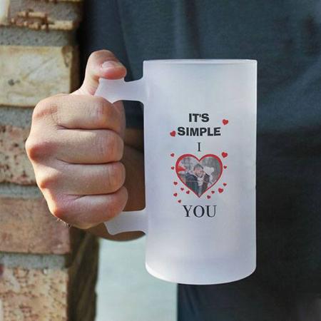 It's Simple I Love You Heart Photo Customized Photo Printed Beer Mug