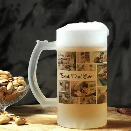 12 Photo Collage Best Dad Ever Customized Photo Printed Beer Mug