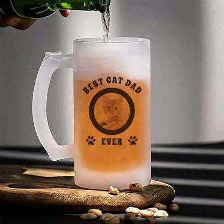 Best Cat Dad Ever Photo Customized Photo Printed Beer Mug