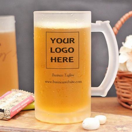 Frosted Glass Business Logo Customized Photo Printed Beer Mug
