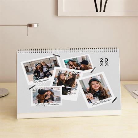 Modern Trendy Snapshot Photo Collage Customized Photo Desk Landscspe Calendar