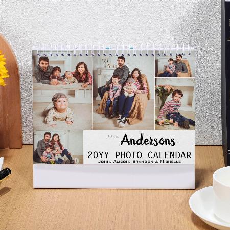 Modern Family Photo Collage Customized Photo Desk Landscspe Calendar