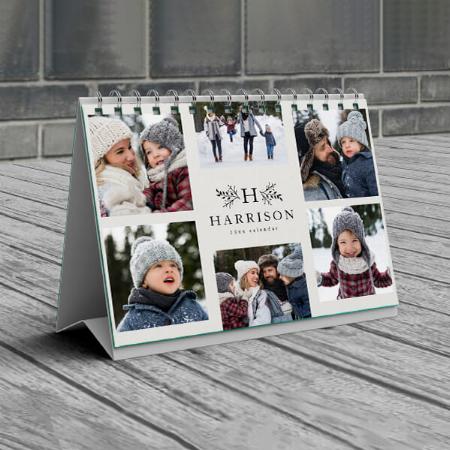 Family Photo collage And Monogram Design Customized Photo Desk Landscspe Calendar