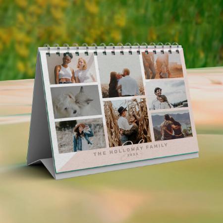 Family Photo Collage Customized Photo Desk Landscspe Calendar