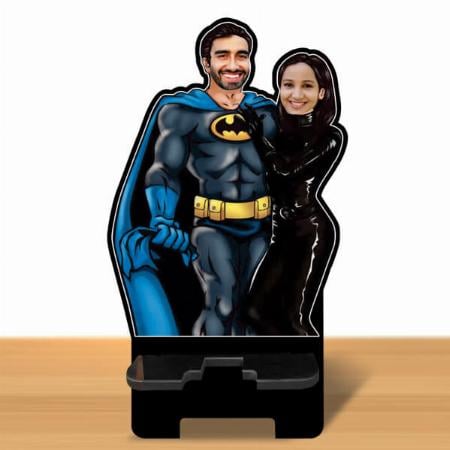 Batman Customized Caricature Mobile Stand - 6 x 4 inches