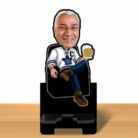 Chilling Customized Caricature Mobile Stand - 6 x 4 inches