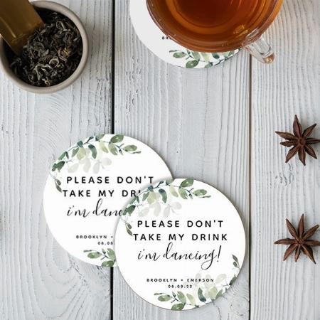 Leaf Design Customized Photo Printed Circle Tea & Coffee Coasters