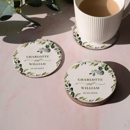 Leaf Design Customized Photo Printed Circle Tea & Coffee Coasters