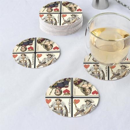Vintage Playing Cards Design Customized Photo Printed Circle Tea & Coffee Coasters