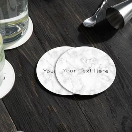 White Marble Sandstone Customized Photo Printed Circle Tea & Coffee Coasters