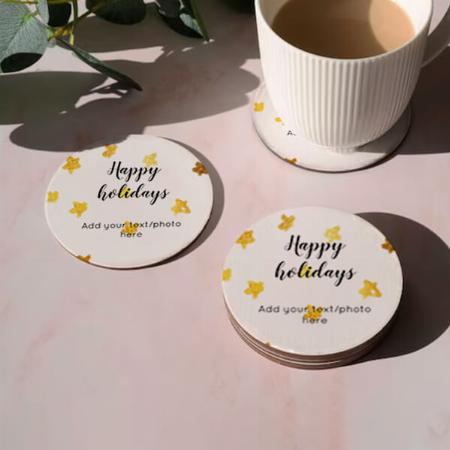 Gold Star's Pattern Design Customized Photo Printed Circle Tea & Coffee Coasters