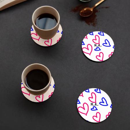 Simple Heart Customized Photo Printed Circle Tea & Coffee Coasters