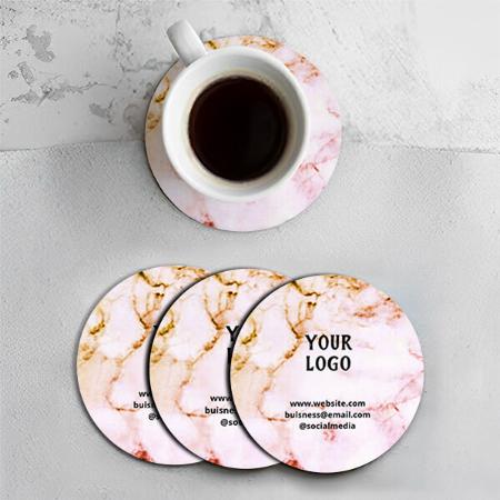 Simple Elegant Marble Stone  Customized Photo Printed Circle Tea & Coffee Coasters