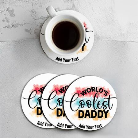 Coolest Dad Customized Photo Printed Circle Tea & Coffee Coasters