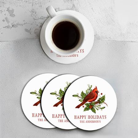 Red Bird Design Customized Photo Printed Circle Tea & Coffee Coasters