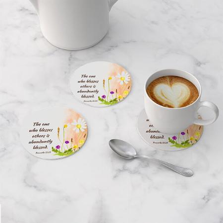 Florel Quote Customized Photo Printed Circle Tea & Coffee Coasters
