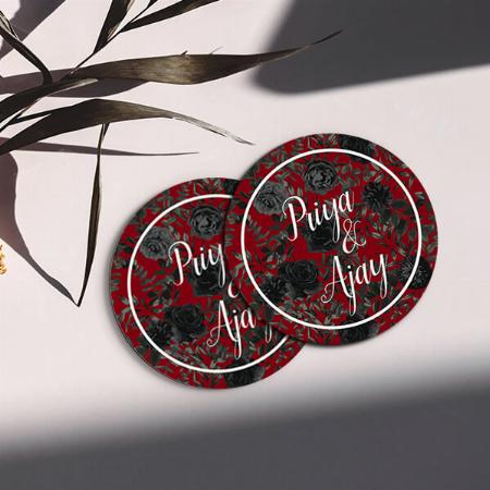 Red and Black Rose Gothic Design Customized Photo Printed Circle Tea & Coffee Coasters