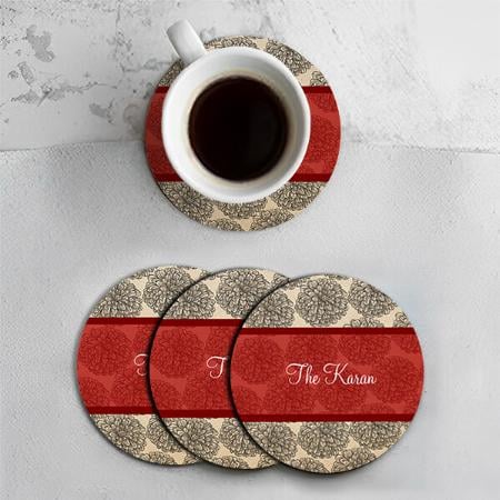 Vintage Zinnia Pattern Customized Photo Printed Circle Tea & Coffee Coasters