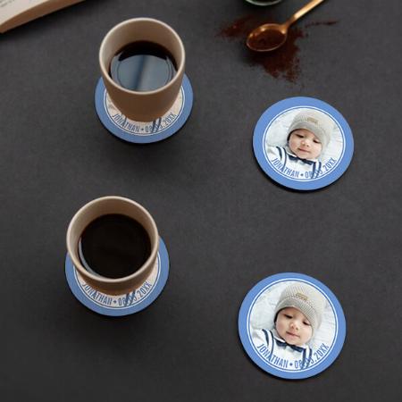 Photo In Circle Design Customized Photo Printed Circle Tea & Coffee Coasters