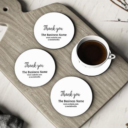 Simple Thank You Design Customized Photo Printed Circle Tea & Coffee Coasters