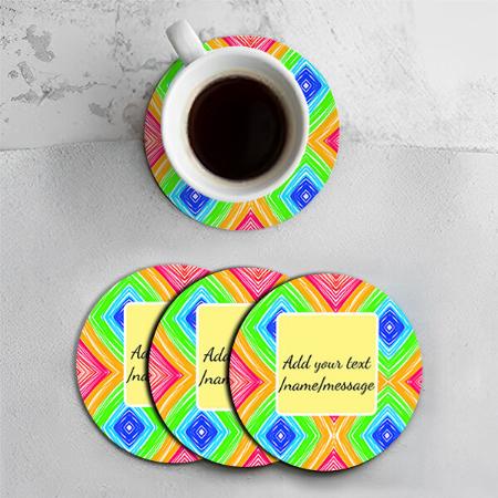 Rainbow Watercolor Design Customized Photo Printed Circle Tea & Coffee Coasters
