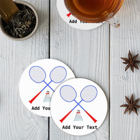 Badminton Player Design Customized Photo Printed Circle Tea & Coffee Coasters