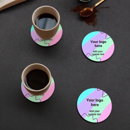 Simple Pastel Color Design Customized Photo Printed Circle Tea & Coffee Coasters