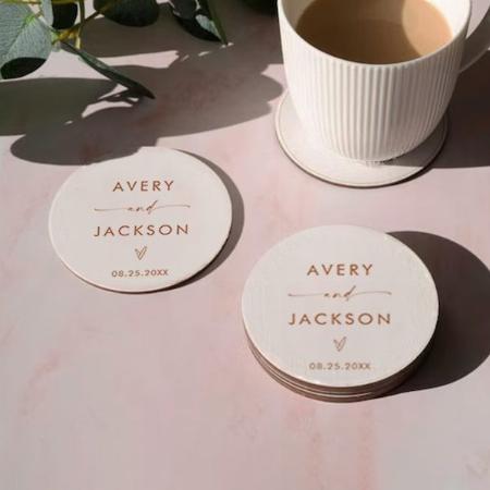 Modern Wedding Customized Photo Printed Circle Tea & Coffee Coasters