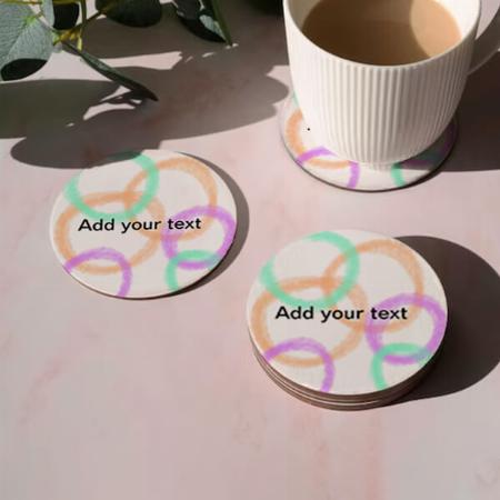 Simple Minimal Colorful Watercolor Circle Balls Customized Photo Printed Circle Tea & Coffee Coasters