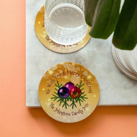 Christmas Design Customized Photo Printed Circle Tea & Coffee Coasters