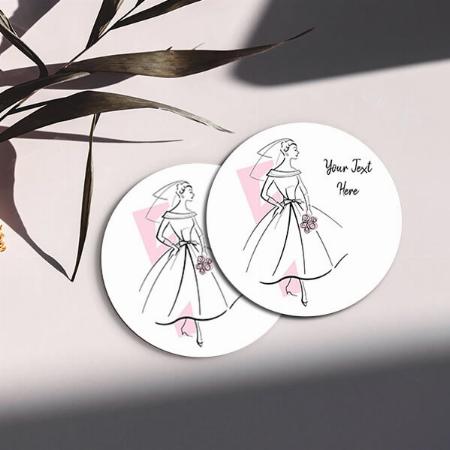 Fashion Bride Pink Design Customized Photo Printed Circle Tea & Coffee Coasters