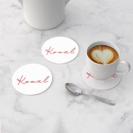 Red White Modern Customized Photo Printed Circle Tea & Coffee Coasters