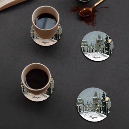 Modern Photo Customized Photo Printed Circle Tea & Coffee Coasters
