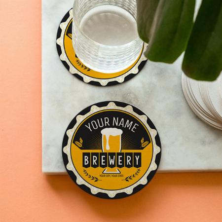 Brewery Beer Bottle Cap Customized Photo Printed Circle Tea & Coffee Coasters
