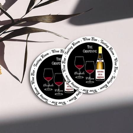 Wine Bar Tasting Room Design Customized Photo Printed Circle Tea & Coffee Coasters