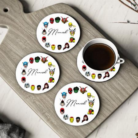 Superhero Design Customized Photo Printed Circle Tea & Coffee Coasters