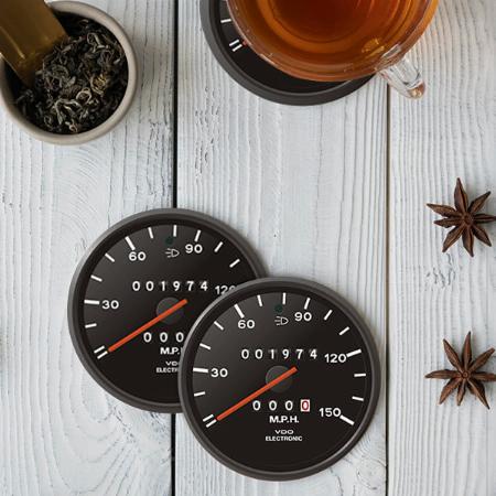 Classic Speedometer Customized Photo Printed Circle Tea & Coffee Coasters