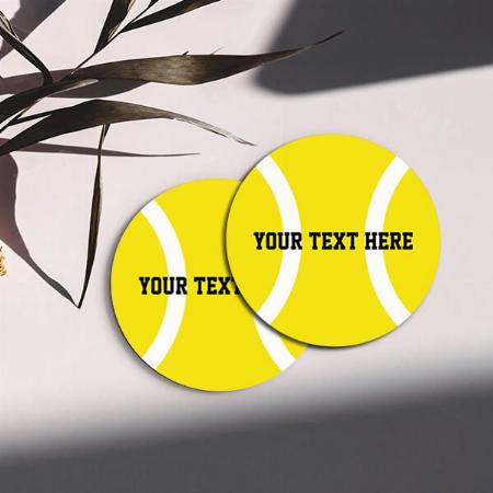 Yellow Tennis Ball Customized Photo Printed Circle Tea & Coffee Coasters