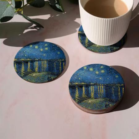 Starry Night Over the Rhone Design Customized Photo Printed Circle Tea & Coffee Coasters