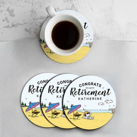Snoopy & Woodstock on the Beach Customized Photo Printed Circle Tea & Coffee Coasters