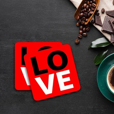 Unique Red Background Love Romance Customized Photo Printed Tea & Coffee Coasters