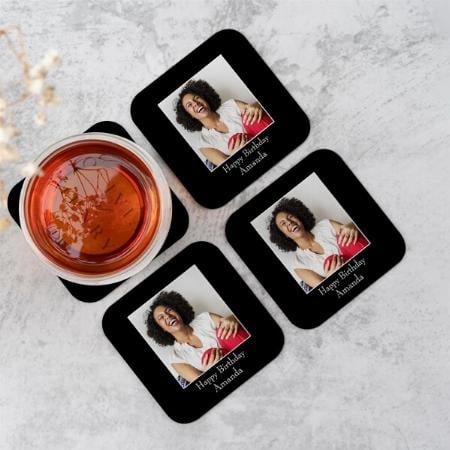 Black Frame Customized Photo Printed Tea & Coffee Coasters