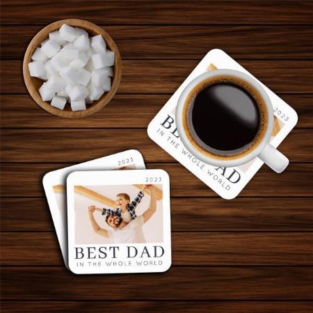 Simple Modern Best Dad Photo Customized Photo Printed Tea & Coffee Coasters