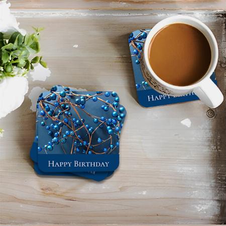 Modern Nature Blue Berries Customized Photo Printed Tea & Coffee Coasters