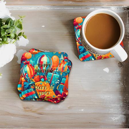 Modern Birthday Design Customized Photo Printed Tea & Coffee Coasters